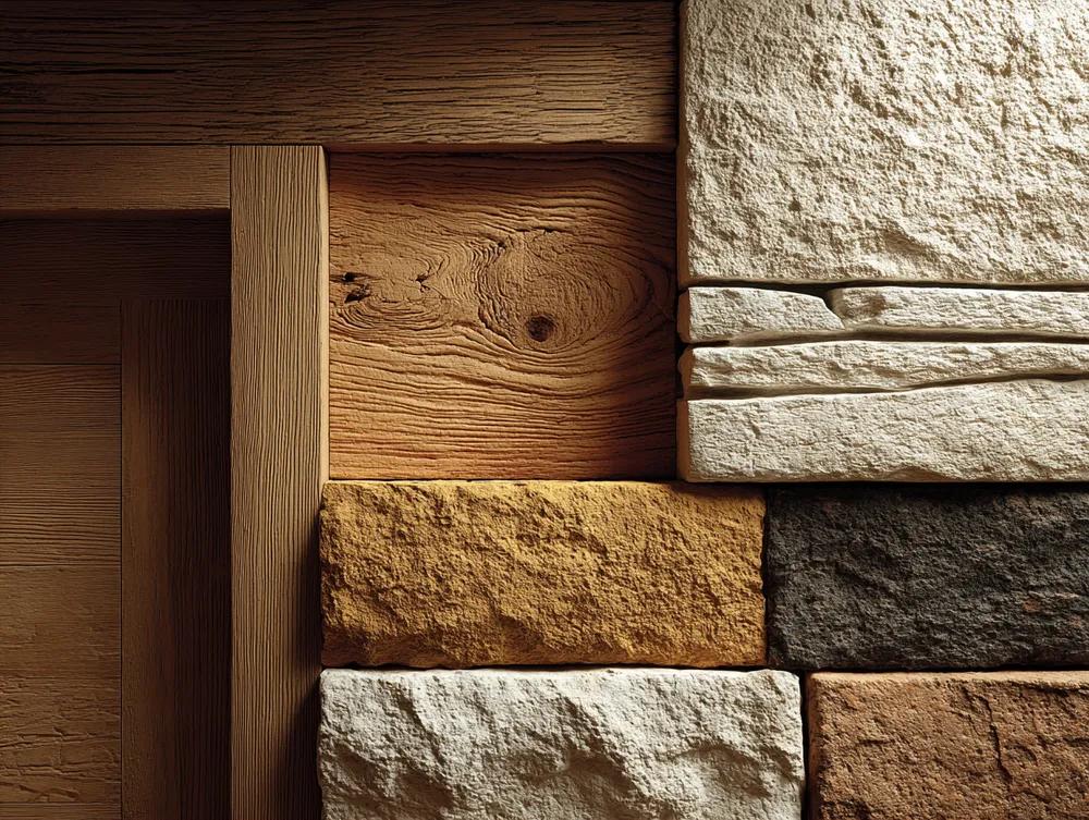 Natural oak, reclaimed timber and stone textures used in our garden rooms