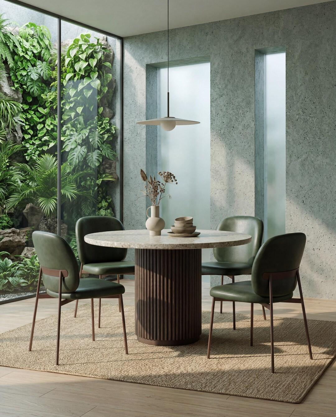 Consultation garden room with a round table and planted glazing
